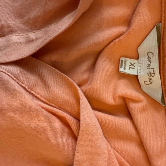 Coral Bay Peach Button-Up Blouse - Picture 3 of 3